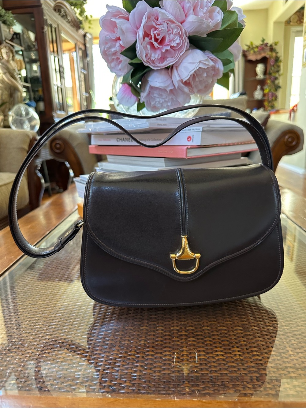 GUCCI Vintage Brown Leather Shoulder Bag